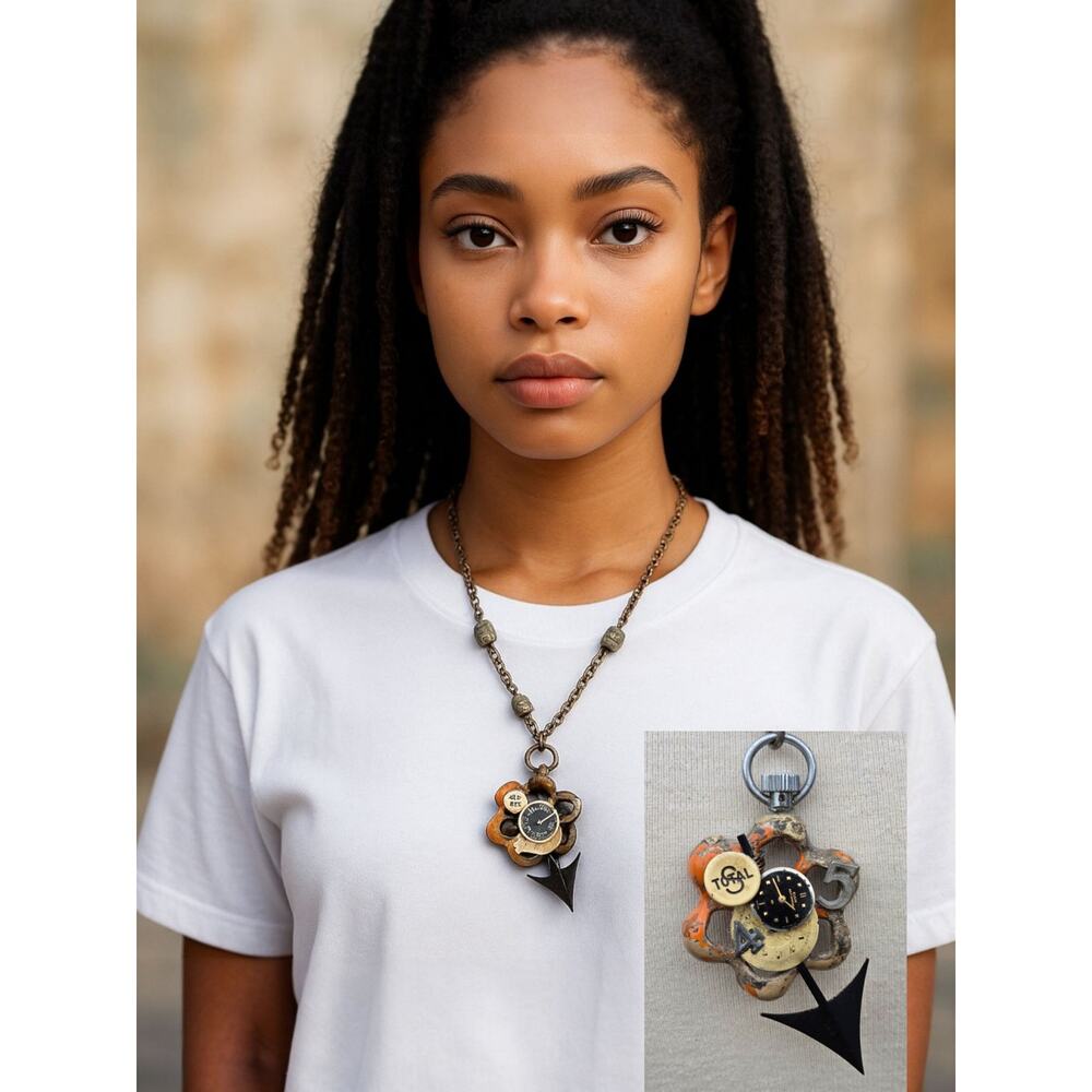 Divine Debris Pyrite Industrial Vintage Fund Objects Necklace